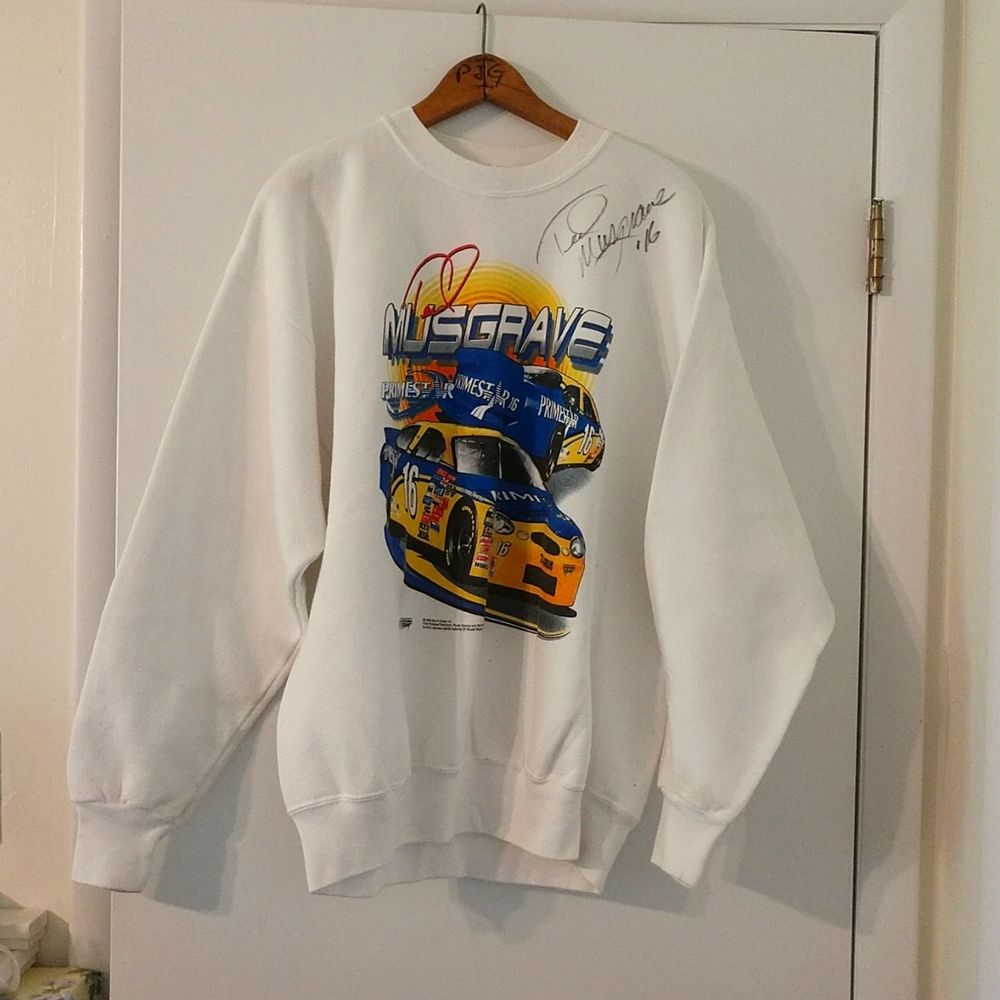 AUTOGRAPHED SIGNED 1998 Sports Design Ted Musgrave #16 Primestar XL Sweatshirt